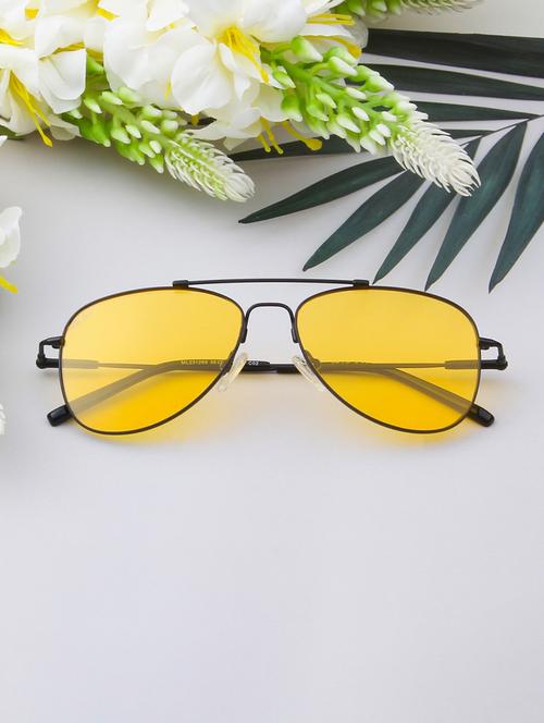 ted smith unisex aviator metal black-yellow sunglasses with polarized lenses - 22500014 - Very Small Image - 1