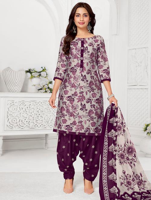 Women Printed Three Quarter Sleeve Kurta Patiala With Dupatta Set - 22500097 - Very Small Image - 1