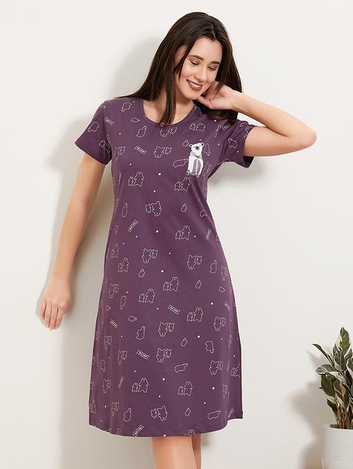 women printed round neck short sleeves sleepshirt - 22500283 - Very Small Image - 1
