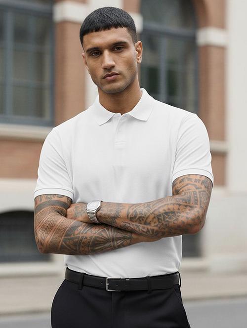Men Solid Short Sleeve Regular Fit Polo T-shirt - 22502029 - Very Small Image - 1