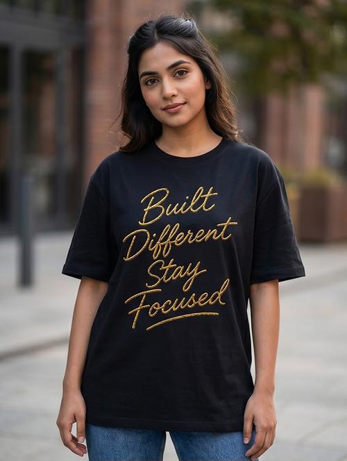 Women Typographic Short Sleeve Oversized T-shirt - 22502477 - Very Small Image - 1