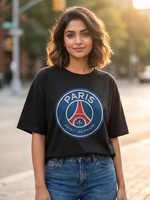 Women Front Print Short Sleeve Oversized T-shirt - 22502486 - Very Small Image - 1