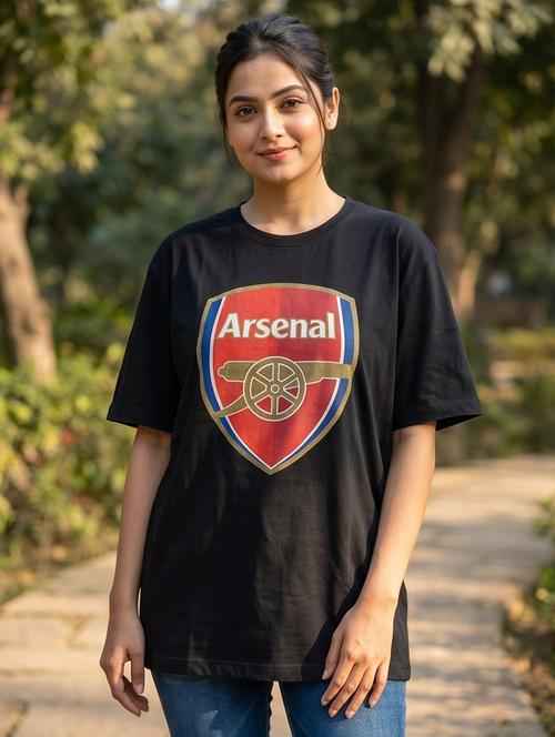 Women Front Print Short Sleeve Oversized T-shirt - 22502488 - Very Small Image - 1