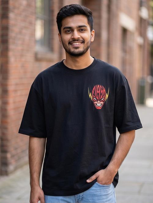 Men Placement Print Short Sleeve Oversized T-shirt - 22502560 - Very Small Image - 1