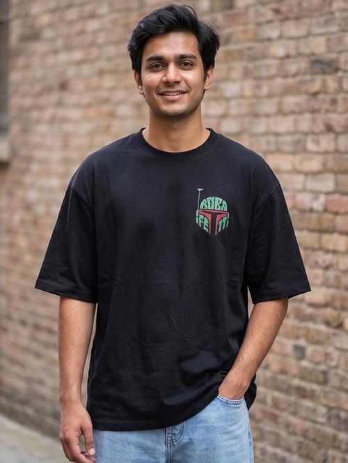 Men Placement Print Short Sleeve Oversized T-shirt - 22502563 - Very Small Image - 1