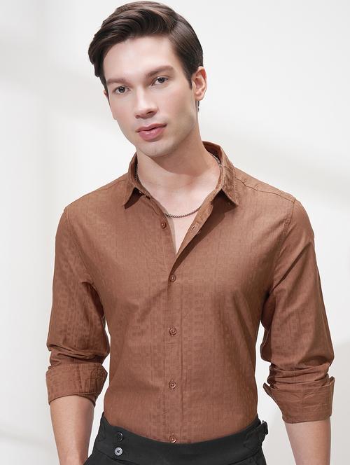men self design long sleeve slim fit formal shirt - 22503855 - Very Small Image - 1