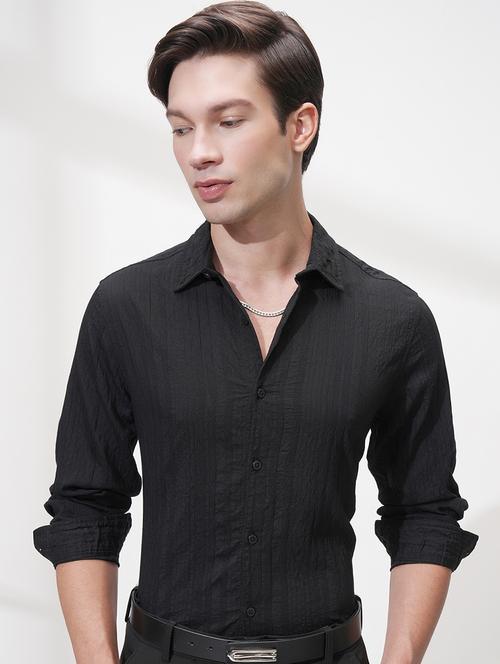 men self design long sleeve slim fit formal shirt - 22503856 - Very Small Image - 1