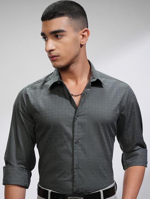 men self design long sleeve slim fit casual shirt - 22503888 - Very Small Image - 1
