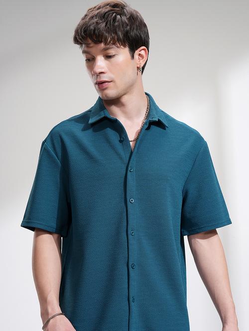 men textured short sleeve loose fit casual shirt - 22503985 - Very Small Image - 1