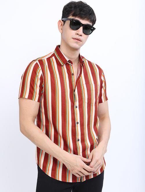 men striped long sleeve slim fit casual shirt - 22504234 - Very Small Image - 1