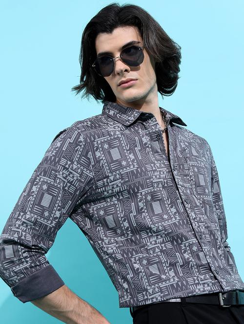 men printed long sleeve regular fit casual shirt - 22504247 - Very Small Image - 1