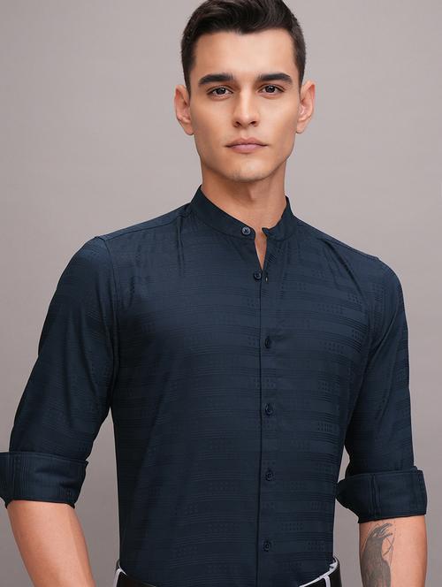 men self design long sleeve slim fit casual shirt - 22504352 - Very Small Image - 1