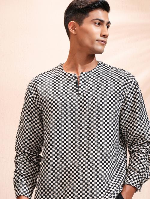 men self design long sleeve short kurta - 22504362 - Very Small Image - 1