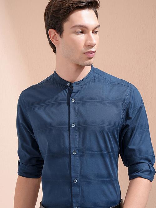 men self design long sleeve slim fit casual shirt - 22504382 - Very Small Image - 1
