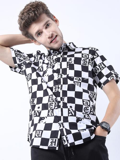 men printed short sleeve slim fit casual shirt - 22504476 - Very Small Image - 1