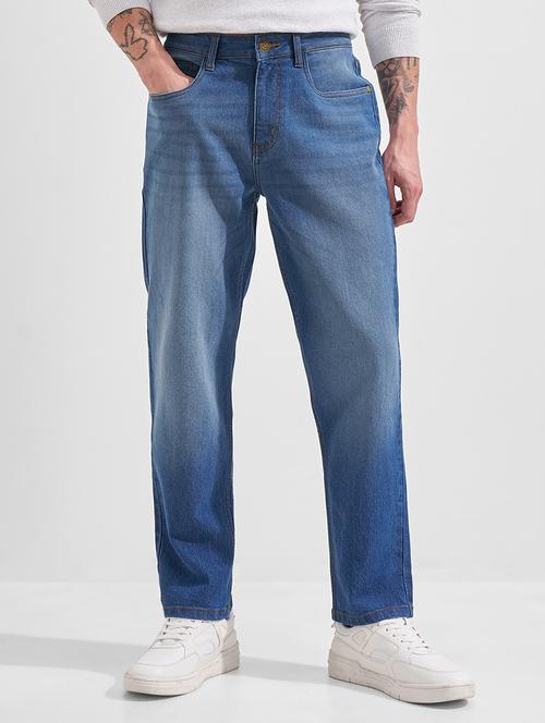 men washed mid rise straight jeans - 22504595 - Very Small Image - 1