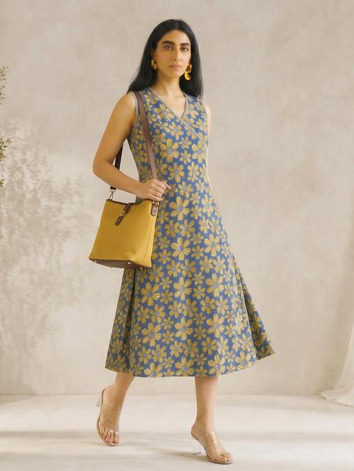 women printed sleeveless a-line dress - 22504961 - Very Small Image - 1