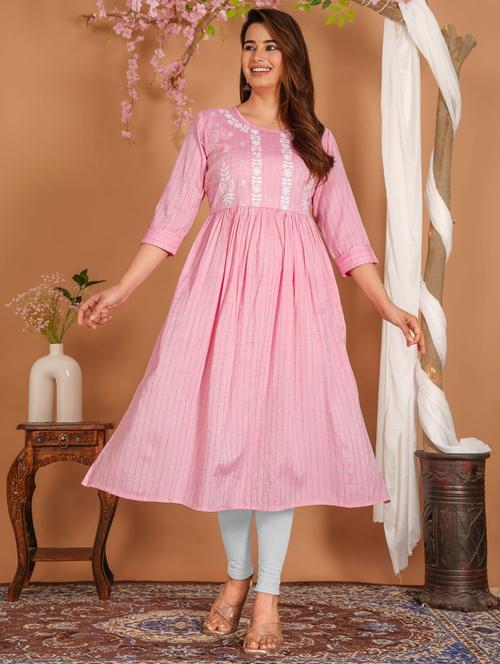 women embroidered three quarter sleeve flared kurta - 22506084 - Very Small Image - 1