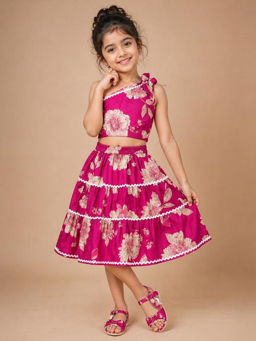 Girls Printed Short Sleeves Top And Skirt Co-ord Set - 22511077 - Very Small Image - 1