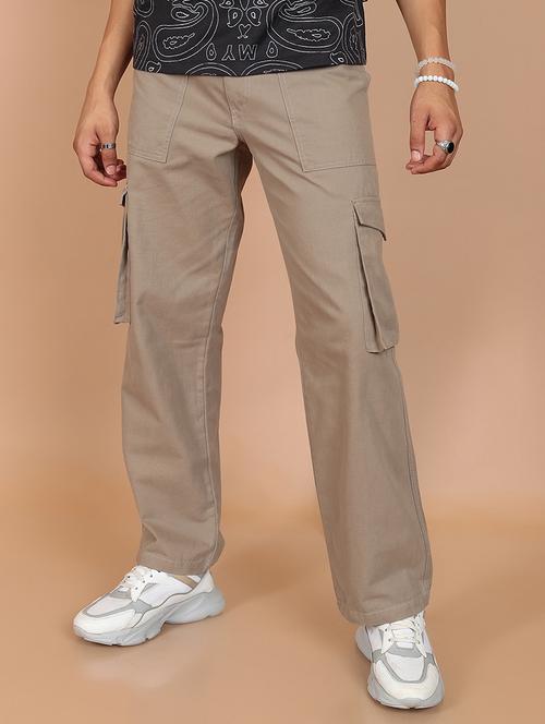 Men Solid Mid Rise Regular Fit Cargo - 22511809 - Very Small Image - 1