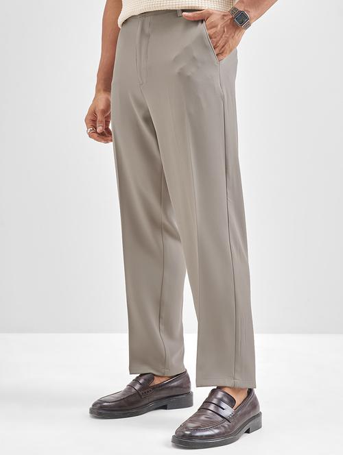 Men Solid Mid Rise Flat Front Casual Trouser - 22511841 - Very Small Image - 1
