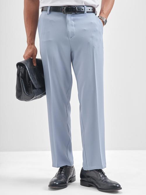 Men Solid Mid Rise Flat Front Casual Trouser - 22511842 - Very Small Image - 1