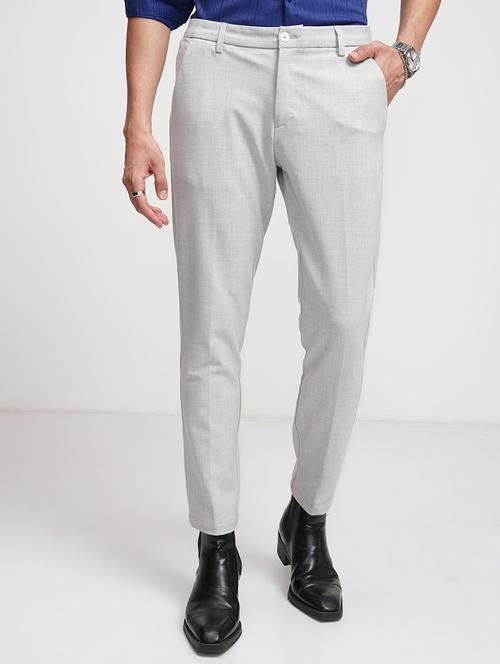 Men Solid Mid Rise Flat Front Formal Trouser - 22511891 - Very Small Image - 1