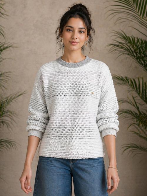 women self design round neck pullover - 22511943 - Very Small Image - 1