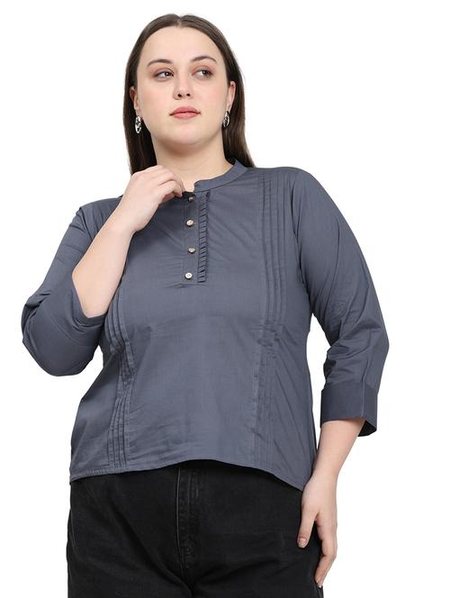 women solid three quarter sleeves regular top - 22512275 - Very Small Image - 1