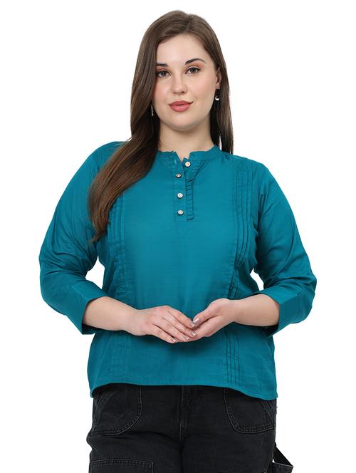 Women Solid Three Quarter Sleeves Regular Top - 22512285 - Very Small Image - 1