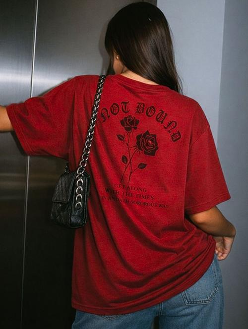 women printed round neck oversized t-shirt - 22512534 - Very Small Image - 1