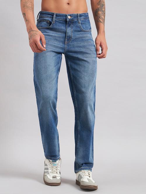 men washed mid rise full length straight jeans - 22512781 - Very Small Image - 1