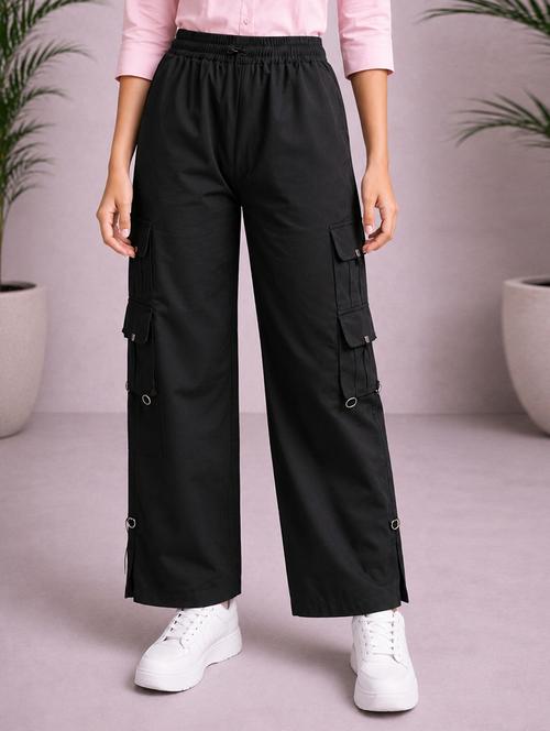 girls solid mid rise cargo pant - 22512841 - Very Small Image - 1