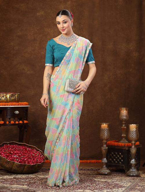 women printed casual wear saree with blouse - 22513482 - Very Small Image - 1