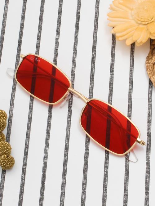 ted smith unisex red lens & gold-toned wayfarer sunglasses with uv protected lens - 22519091 - Very Small Image - 1