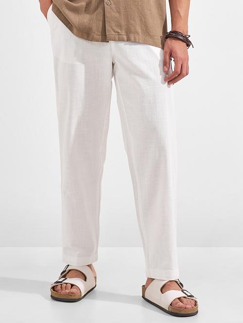 men solid high rise flat front casual trouser - 22526786 - Very Small Image - 1