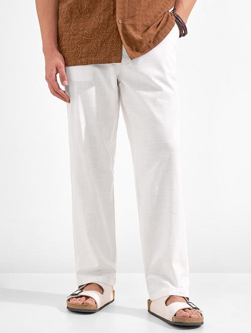 men solid high rise flat front casual trouser - 22526789 - Very Small Image - 1