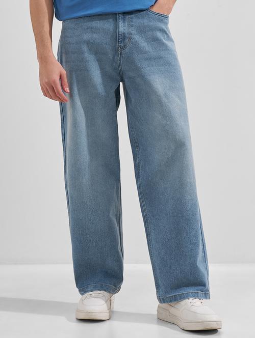 men washed mid rise full length baggy jeans - 22526835 - Very Small Image - 1