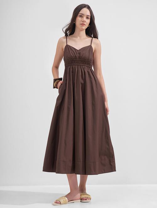 women solid shoulder strap fit and flare dress - 22526966 - Very Small Image - 1