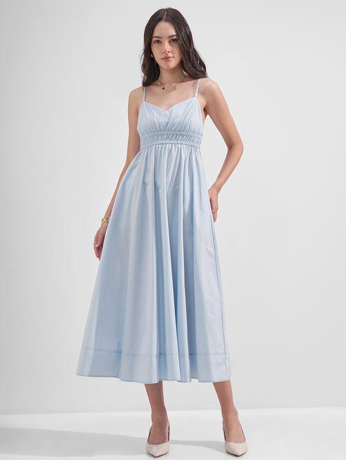 Women Solid Shoulder Strap Fit And Flare Dress - 22526967 - Very Small Image - 1