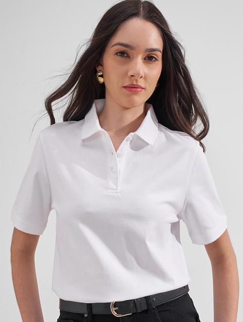 women solid short sleeves polo t-shirt - 22527023 - Very Small Image - 1