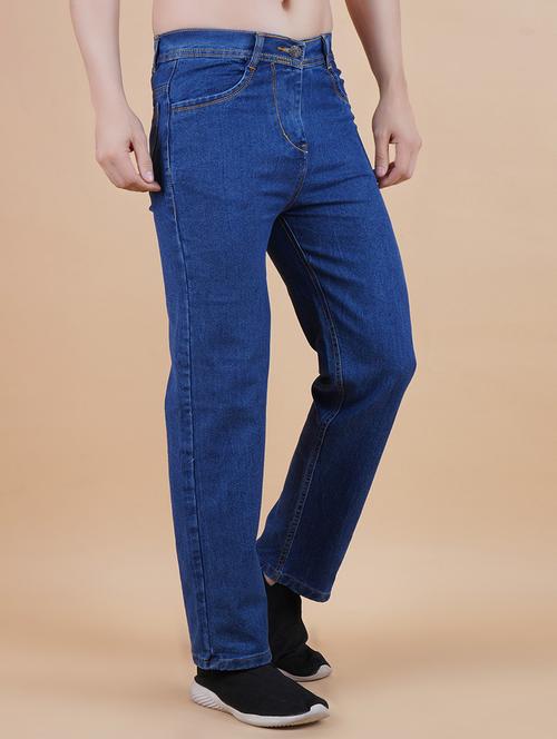 men plain mid rise full length straight jeans - 22528326 - Very Small Image - 1