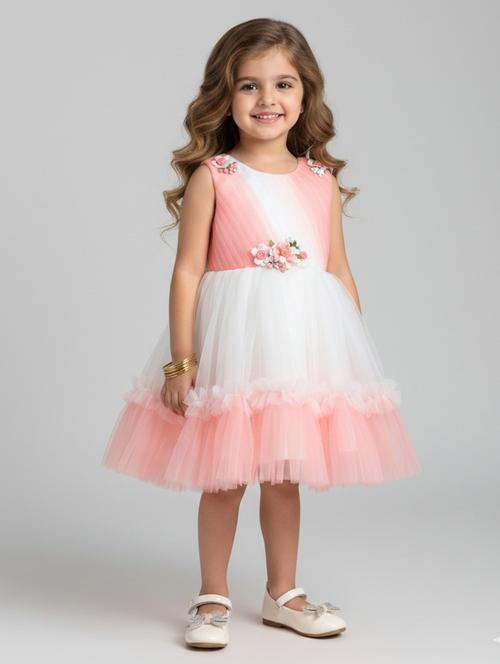 girls colourblocked round neck frock - 22539993 - Very Small Image - 1