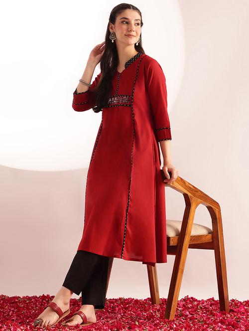 women printed three quarter sleeves a-line kurta - 22540246 - Very Small Image - 1