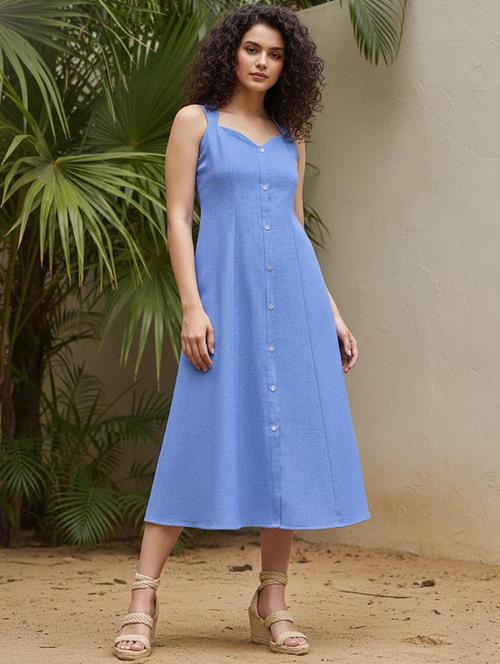 Women Solid Sleeveless A-line Dress - 22541195 - Very Small Image - 1
