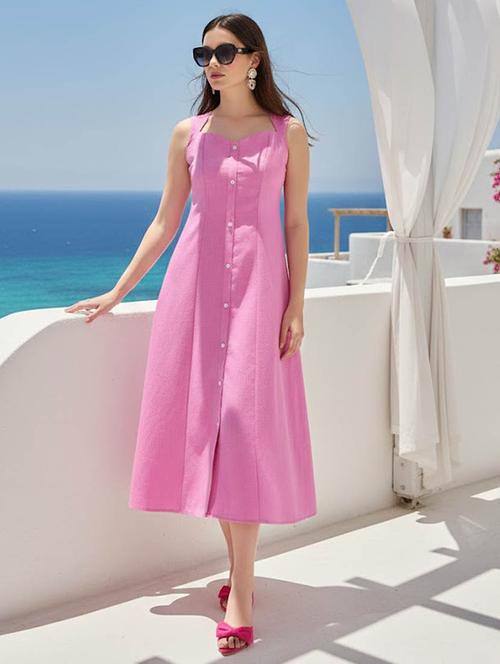 women solid sleeveless a-line dress - 22541198 - Very Small Image - 1