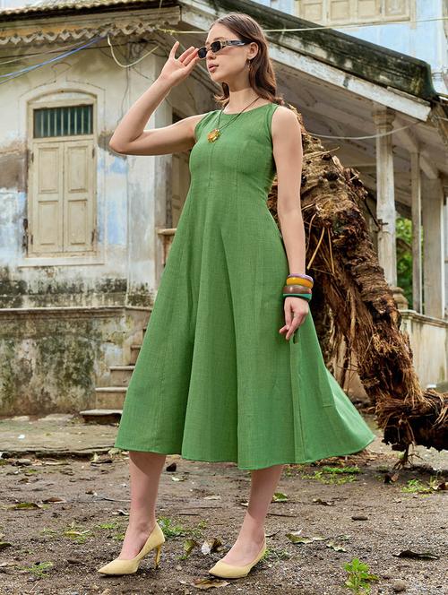 women solid sleeveless fit and flare dress - 22541201 - Very Small Image - 1