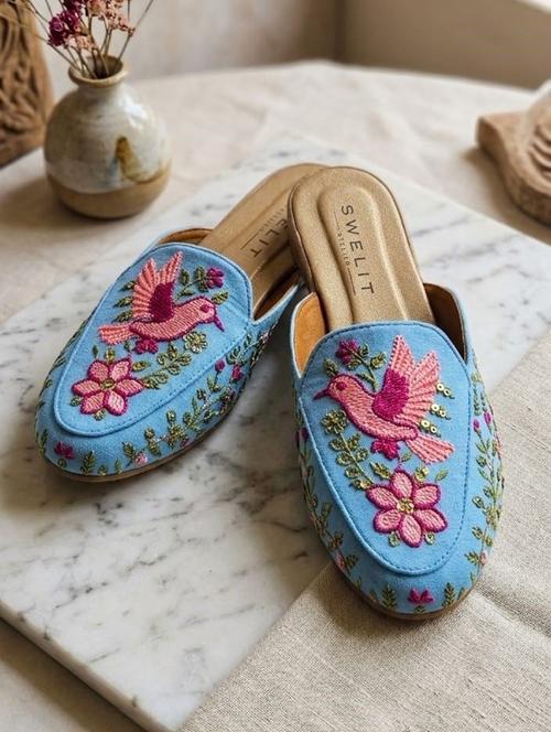 women embroidered slip on mules - 22543798 - Very Small Image - 1