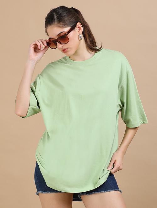 women solid short sleeves oversized t-shirt - 22547932 - Very Small Image - 1