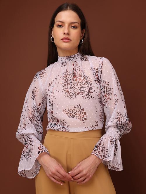 women printed high neck regular top - 22549064 - Very Small Image - 1